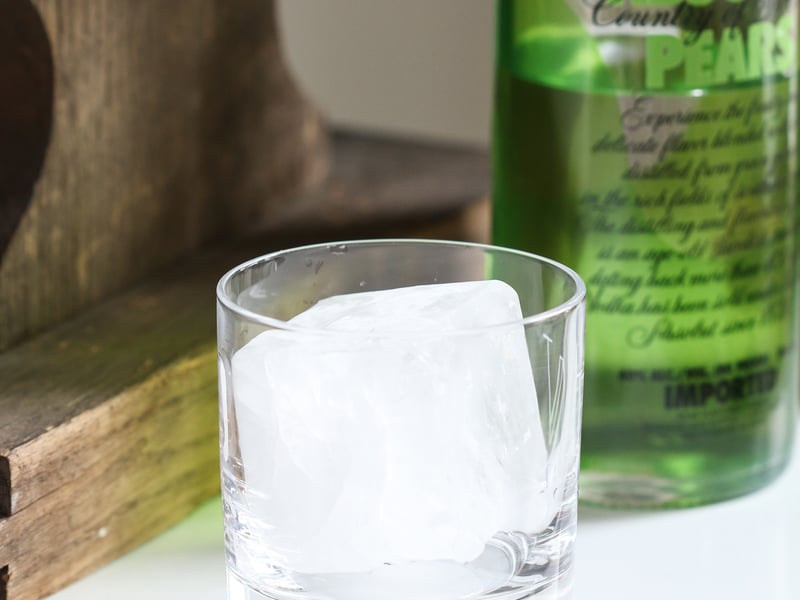 Premium chilled crystal vodka bottle